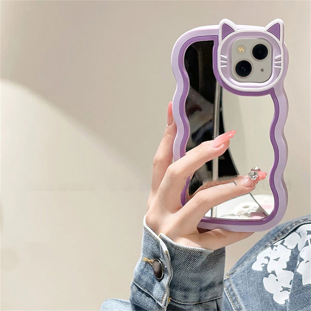 iPhone Kawaii Cat Stand Mirror Phone Case - Cat Phone Case