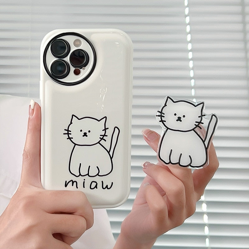iPhone White Cat Phone Case - for iphone 14 - Cat Phone Case