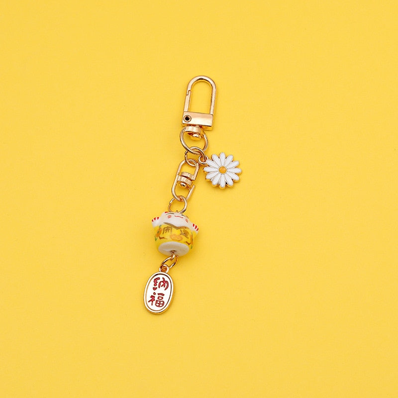 Japanese Cat Keychain - Yellow - Cat Keychains