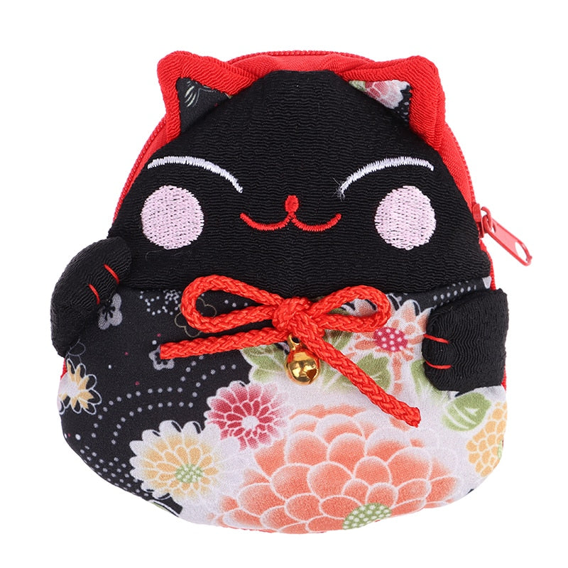 Japanese Kimono Design Maneki Neko Cat Coin Purses - Katzenworld Shop