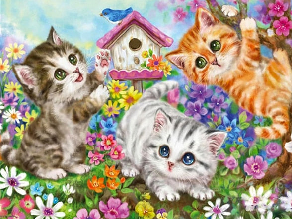 Kawaii Cat Diamond Painting - Light Blue / Full Square