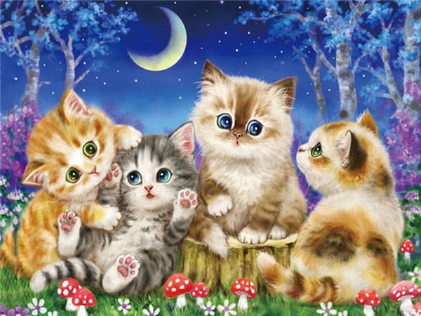 Kawaii Cat Diamond Painting - Blue / Full Square 20X30cm