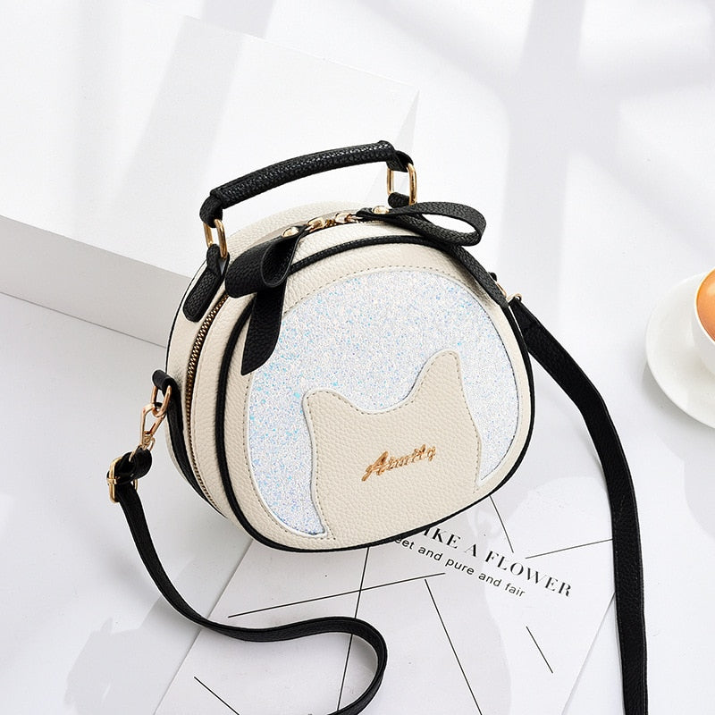 Kawaii Cat Handbag - White Black - Cat Handbag