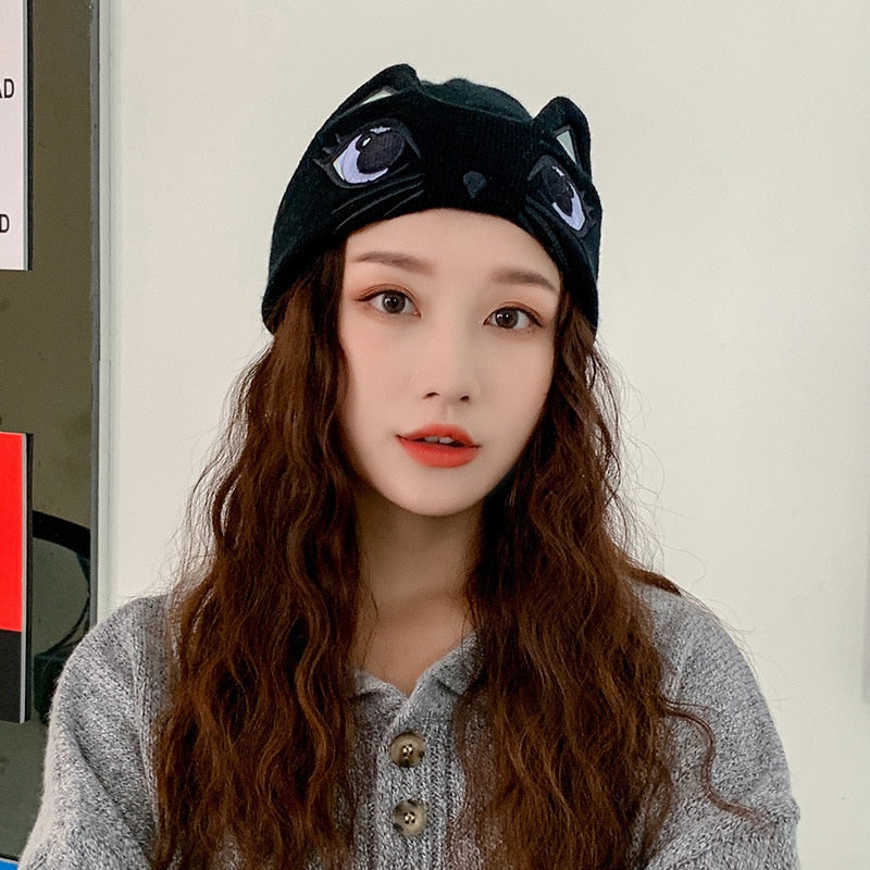 Kawaii cat hat - Black / 54-60CM - Cat beanie