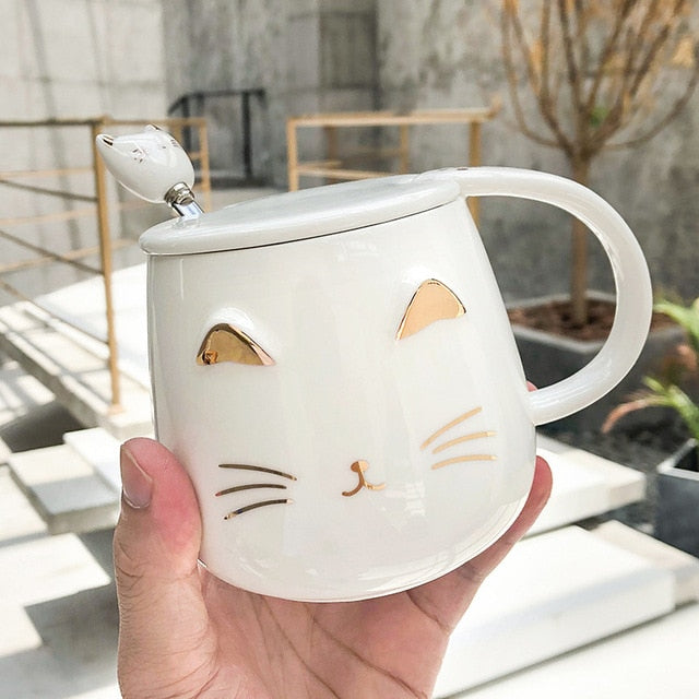Kawaii Cat Mug - White