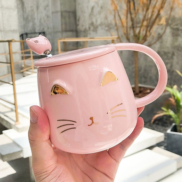 Kawaii Cat Mug - Pink