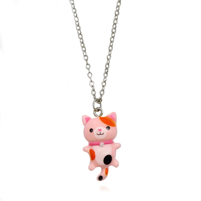 Kawaii Cat Necklace - Pink - Cat necklace
