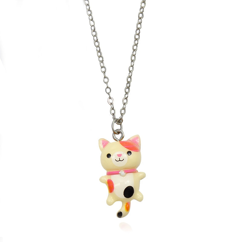 Kawaii Cat Necklace - Cream - Cat necklace