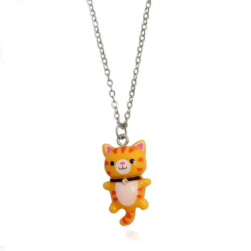 Kawaii Cat Necklace - Orange - Cat necklace
