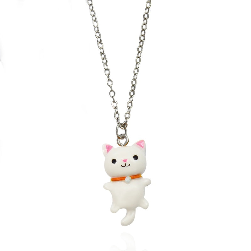 Kawaii Cat Necklace - White - Cat necklace