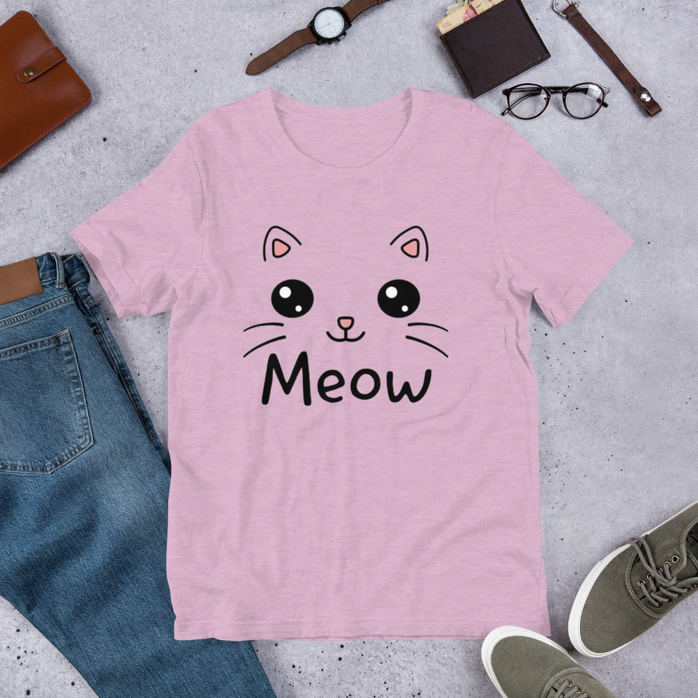 Kawaii cat shirt - Heather Prism Lilac / XS
