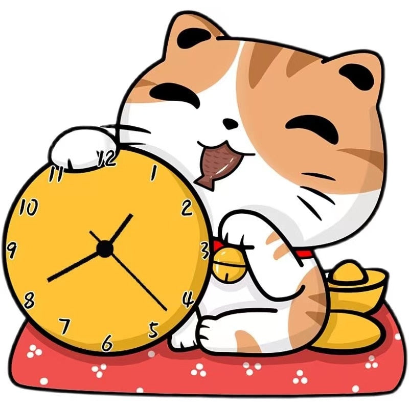Kawaii Cat Wall Clock - Lucky Cat / 23x24CM