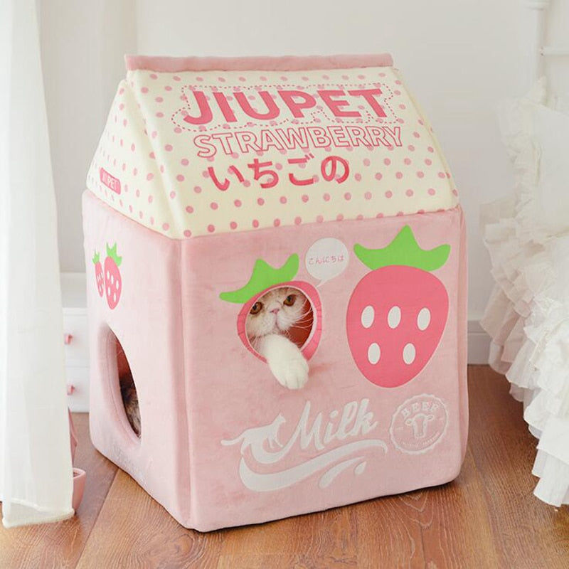 Kawaii Milk Cat Bed