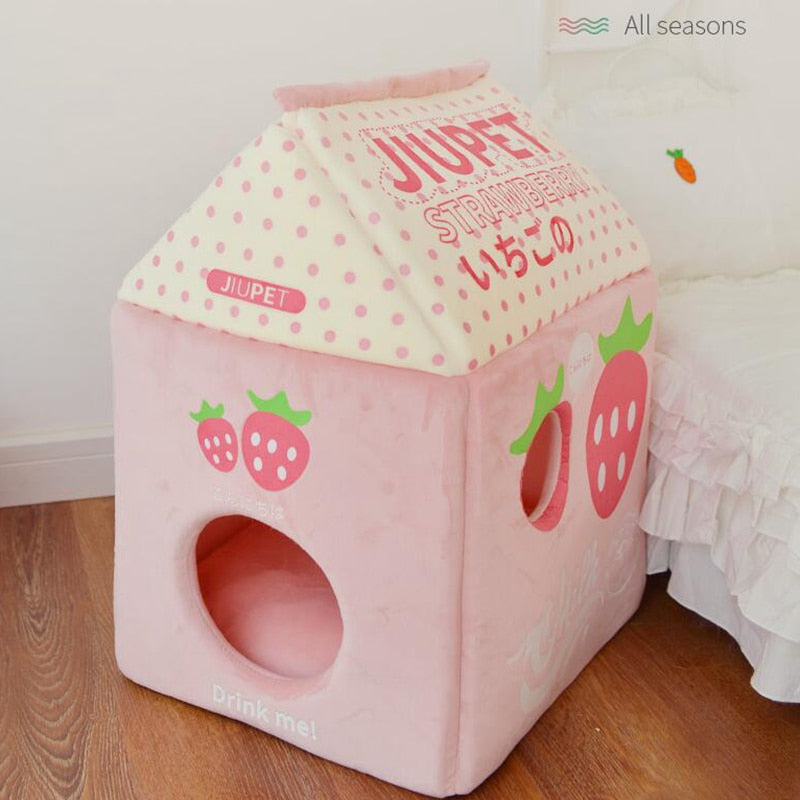 Kawaii Milk Cat Bed