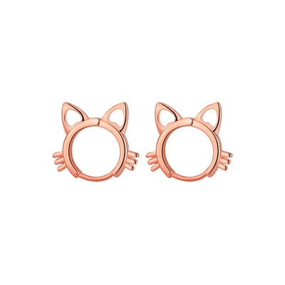 Kitty Cat Earrings - Rose Gold - Cat earrings