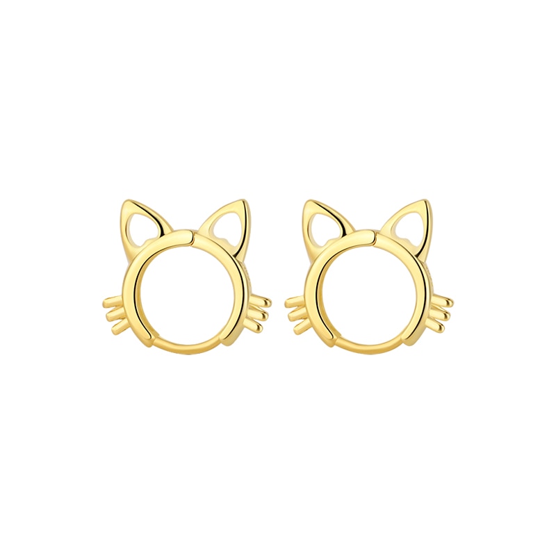 Kitty Cat Earrings - Gold - Cat earrings