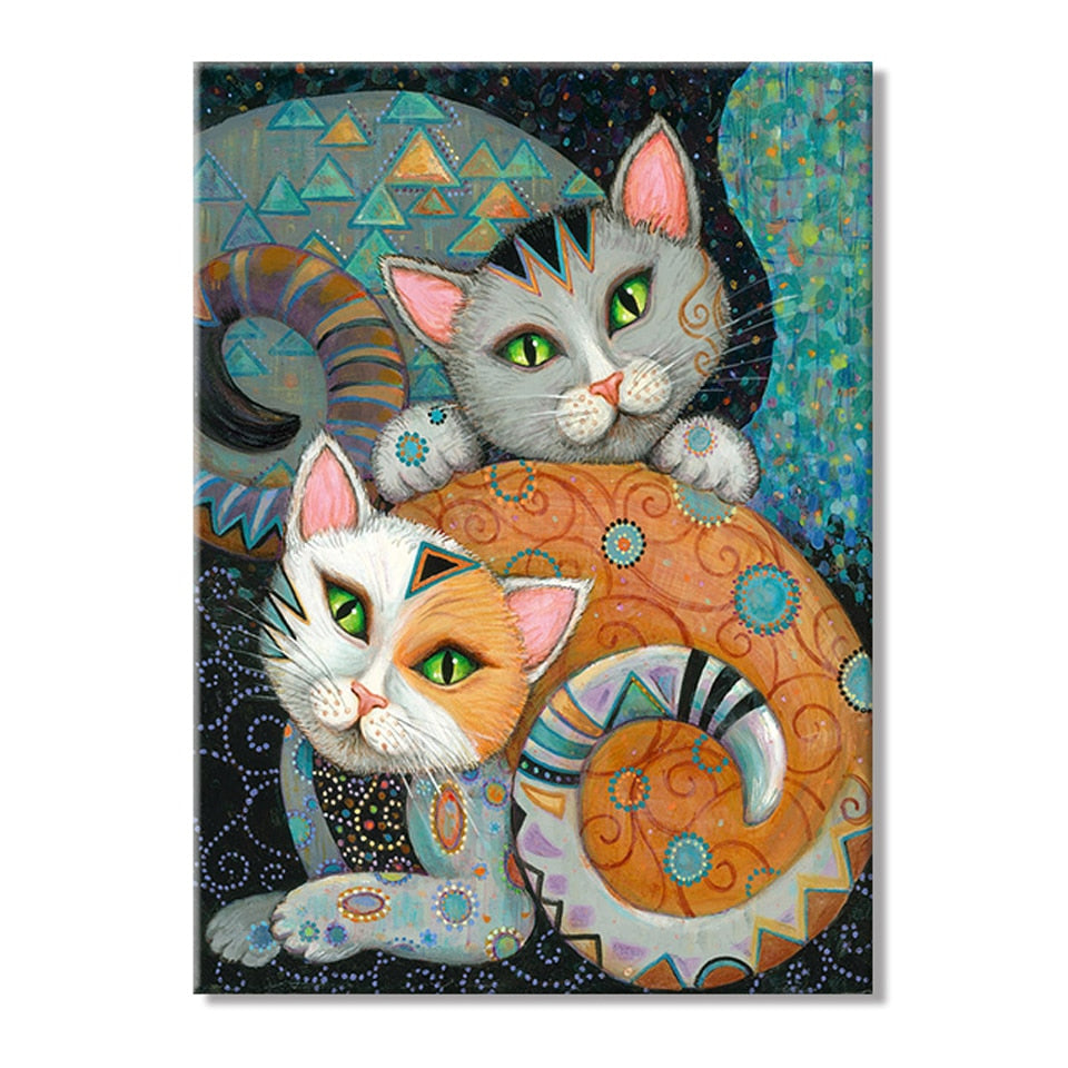 Kitty Cat Posters - Cats Hugging / 30x40cm round - Cat