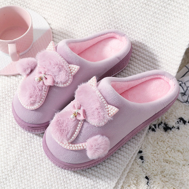 Kitty Cat Slippers - Purple / 36 - Cat slippers