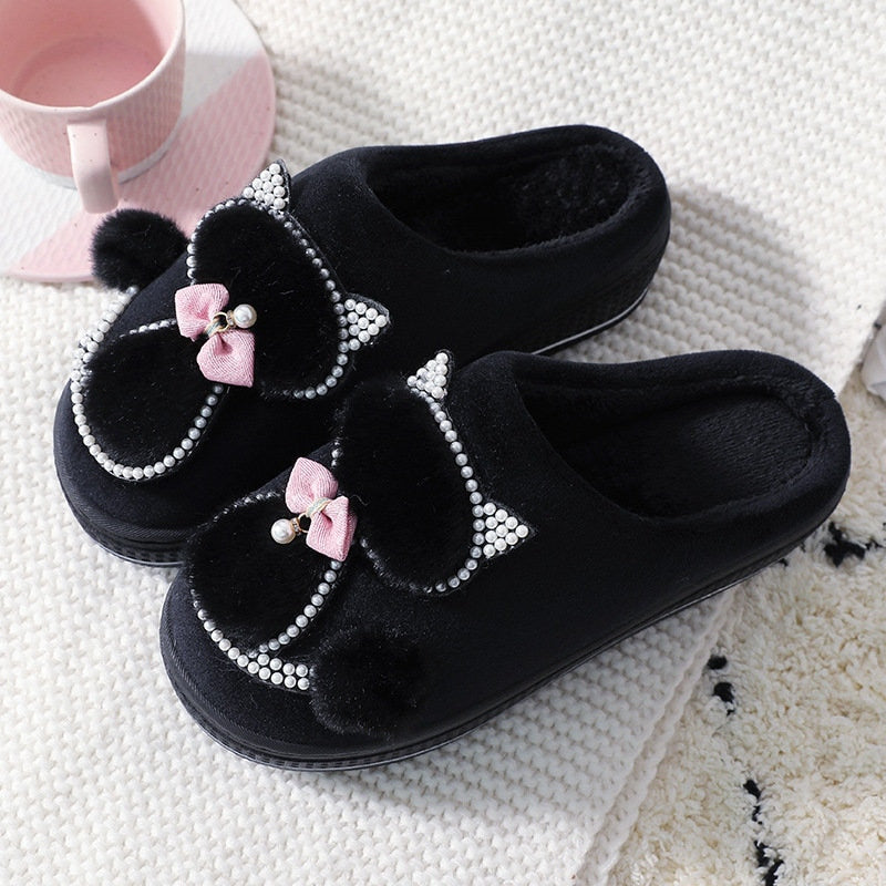 Kitty Cat Slippers - Black / 36 - Cat slippers