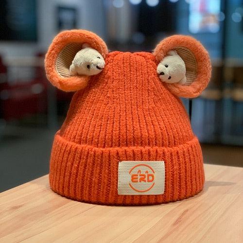 Korean Cat Beanie - Adult / Orange - Cat beanie