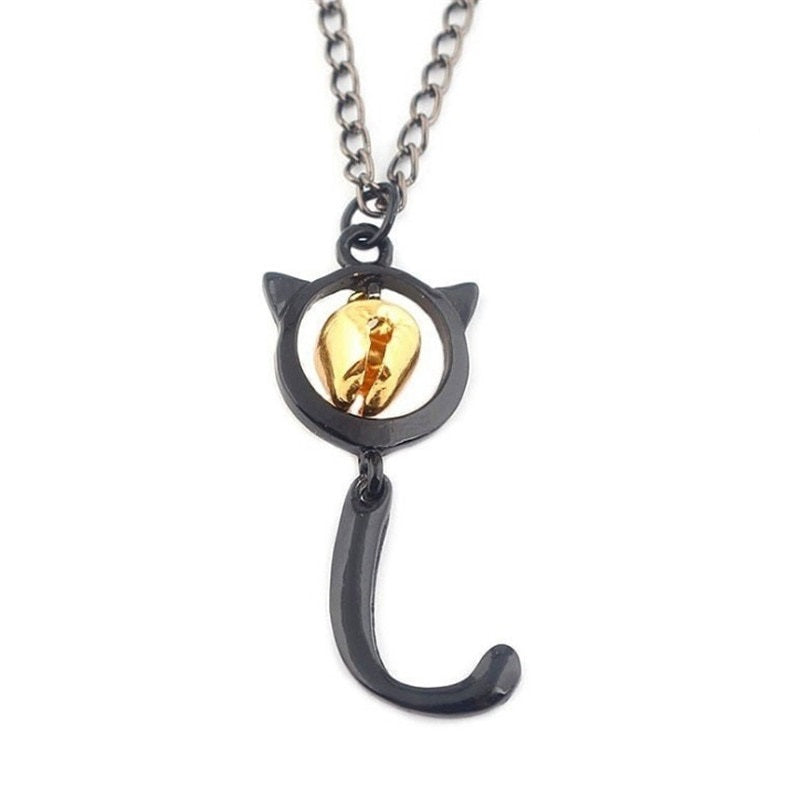 Ladybug and Cat Noir Necklace - Black - Cat necklace