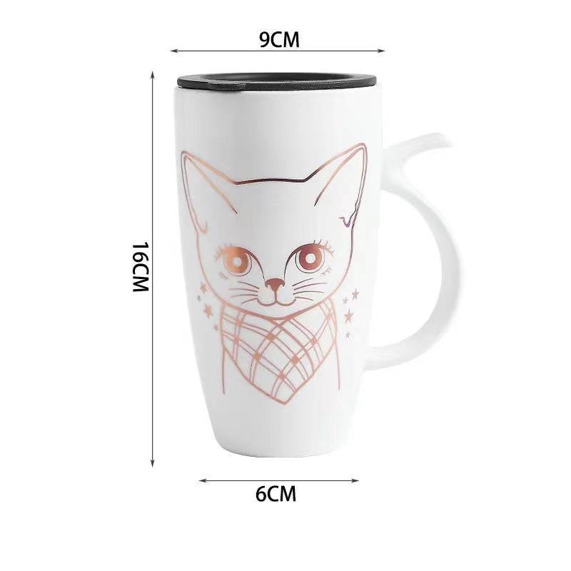 Large Cat Mug - White / 580ml