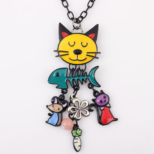Lenora Dame Cat Necklace - Yellow - Cat necklace