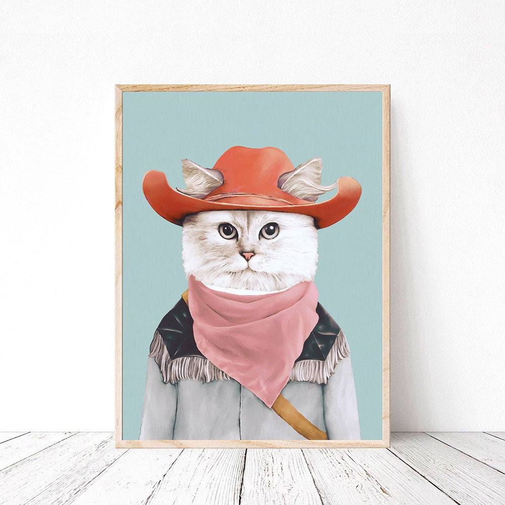 Letterman Cat Painting - 20x30cm no frame / Orange