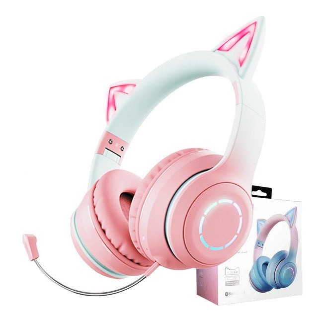 Light Up Cat Ear headphones - Pink - Light Up Cat Ear
