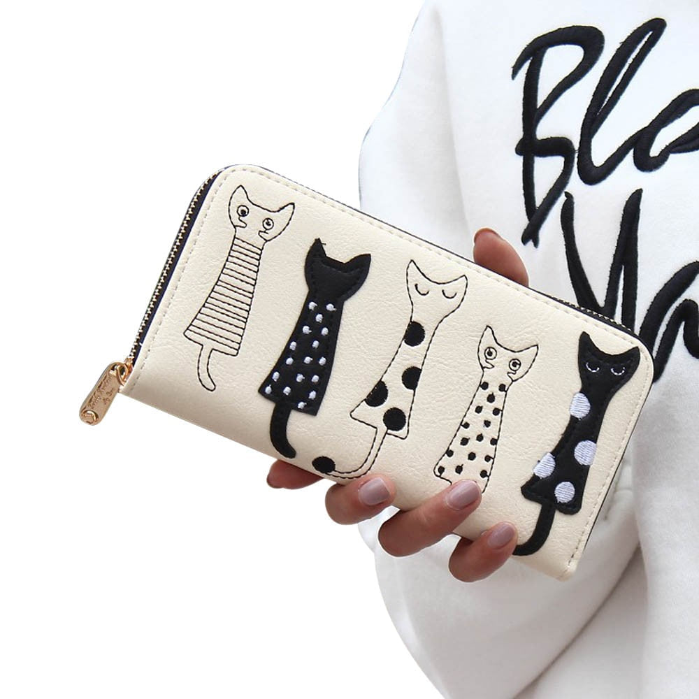 Long Cartoon Cat Purse - White - Cat purse