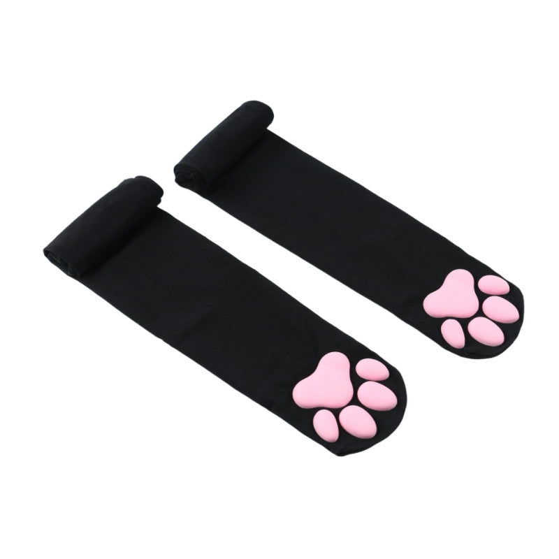 Long Cat Socks - Black-Pink / One Size - Cat Socks