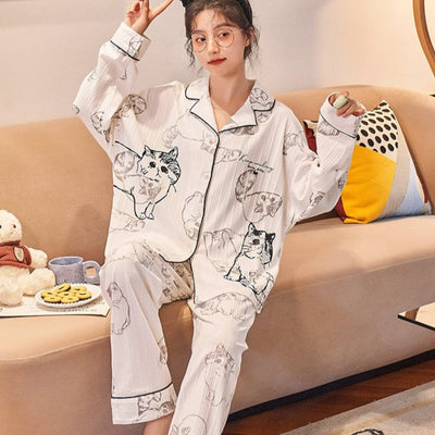 Lovely Cat Pajamas - Milky Black / Asian M (40-50KG) - Cat