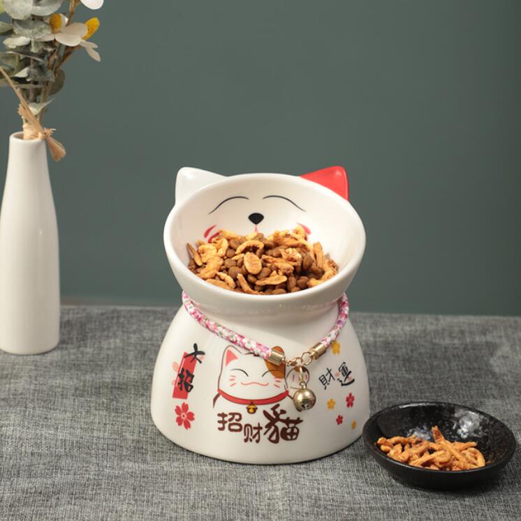 Lucky Cat Bowl - White - Cat Bowls