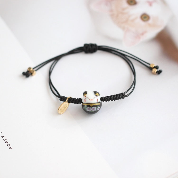 Lucky Cat Bracelet - Black - Cat bracelet
