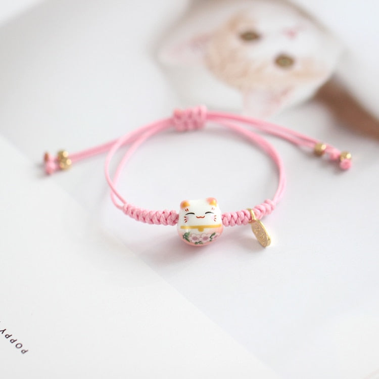 Lucky Cat Bracelet - Pink - Cat bracelet