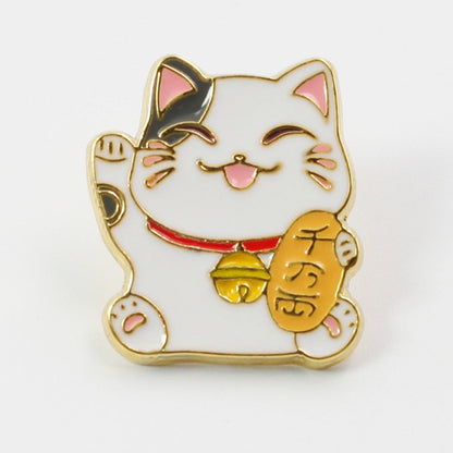 lucky cat enamel pin