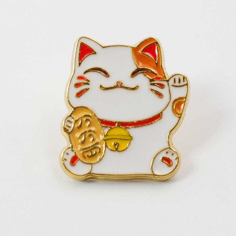 lucky cat enamel pin - Orange