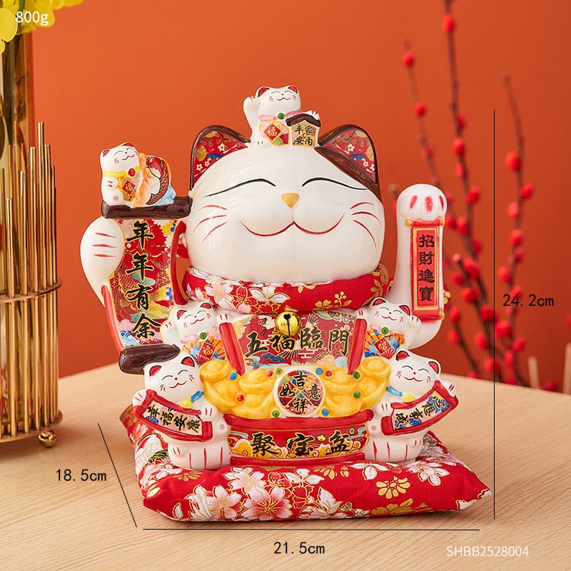 Lucky Cat Figurine - Height 24.2cm 9.5in 1