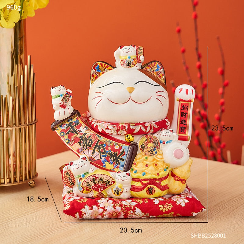 Lucky Cat Figurine - Height 23.5cm 9.2in