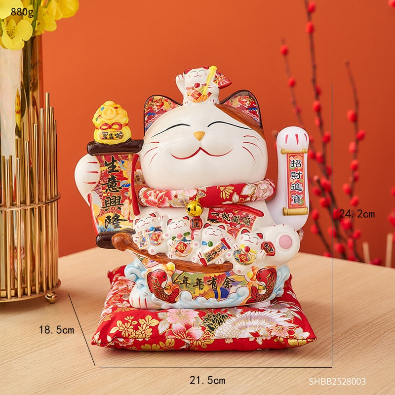 Lucky Cat Figurine - Height 24.2cm 9.5in
