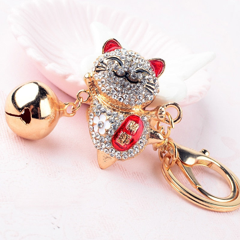 Lucky Cat Keychain - Red - Cat Keychains