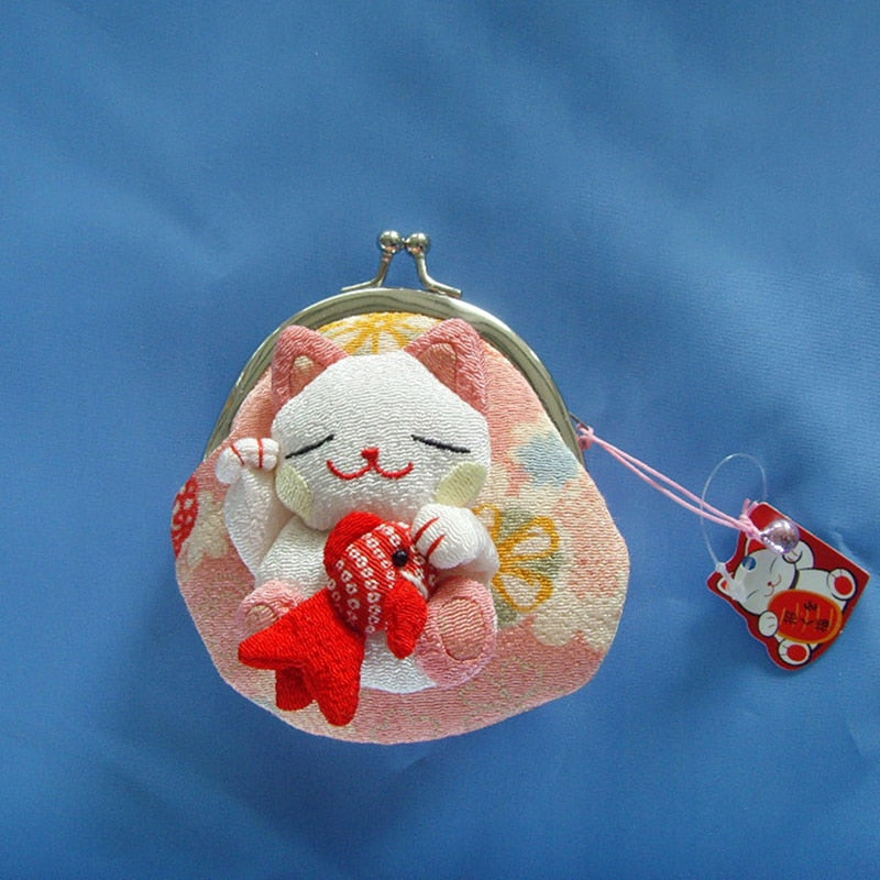 SUPER CUTE Maneki Neko Pouch Coin Purse Japanese Style Fabric Bag Lucky Cat  WASHI Decor - Etsy