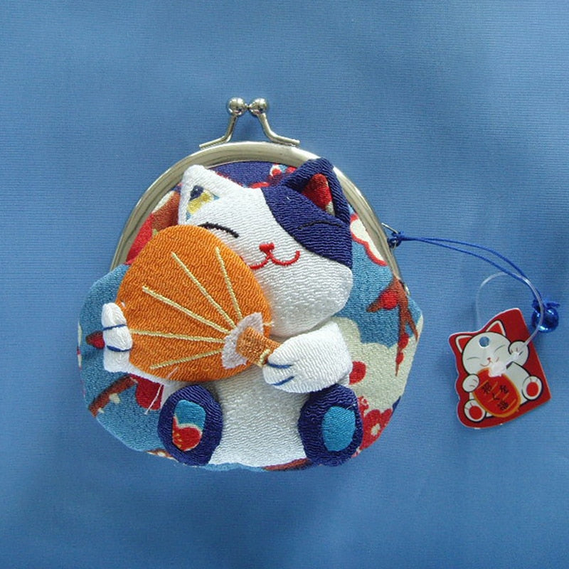 Lucky Cat Purse - Blue - Cat purse