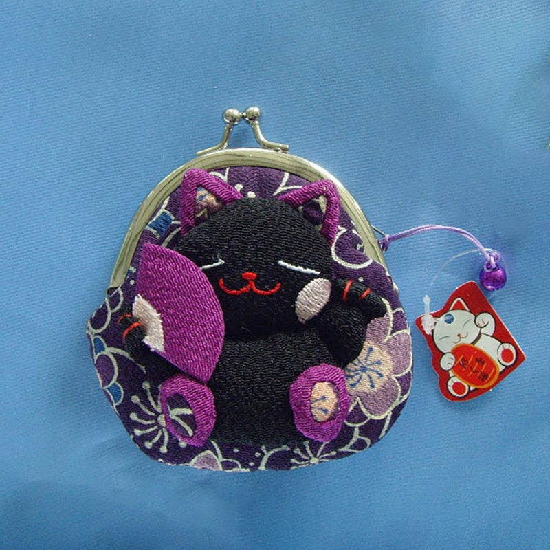 Lucky Cat Purse - Purple - Cat purse