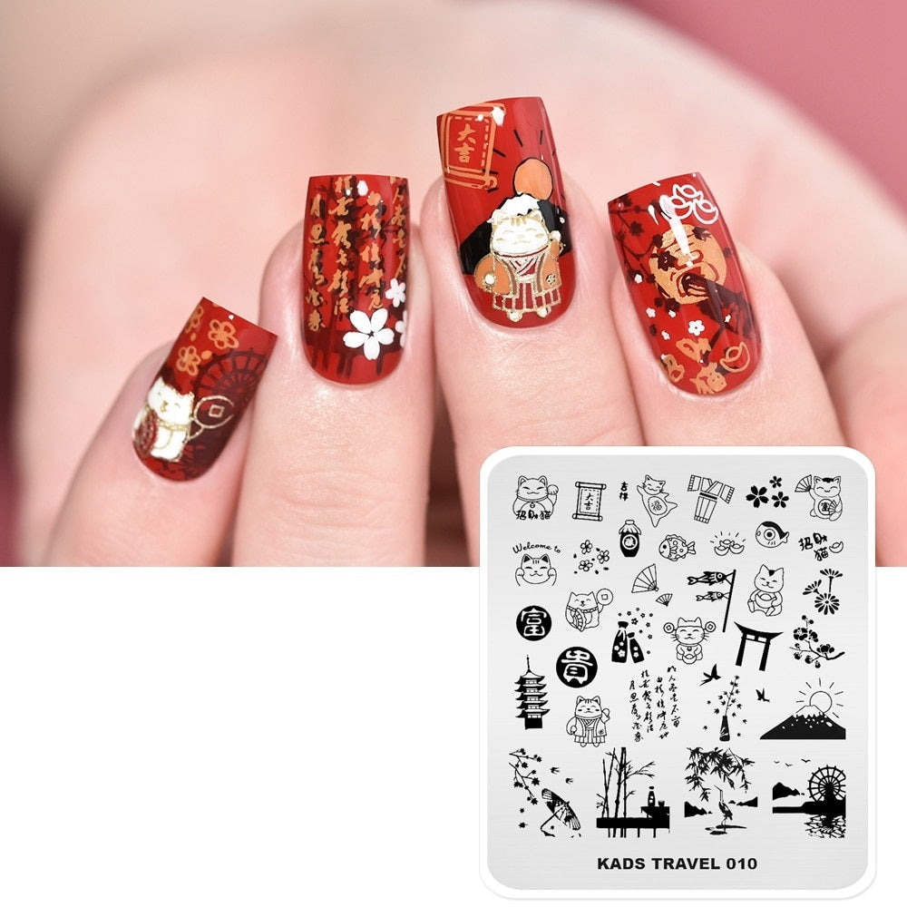 Lucky Cat Stamping Nail Art