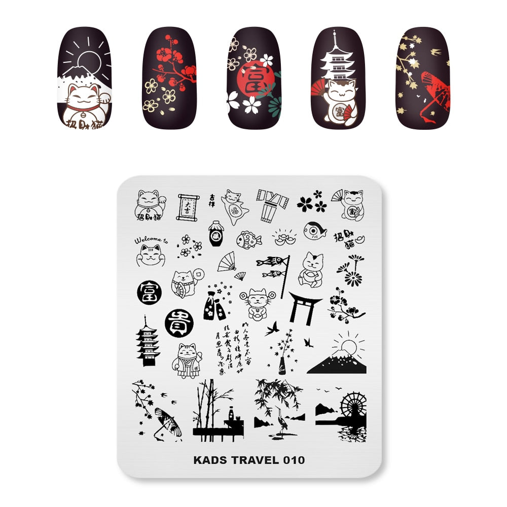 Lucky Cat Stamping Nail Art