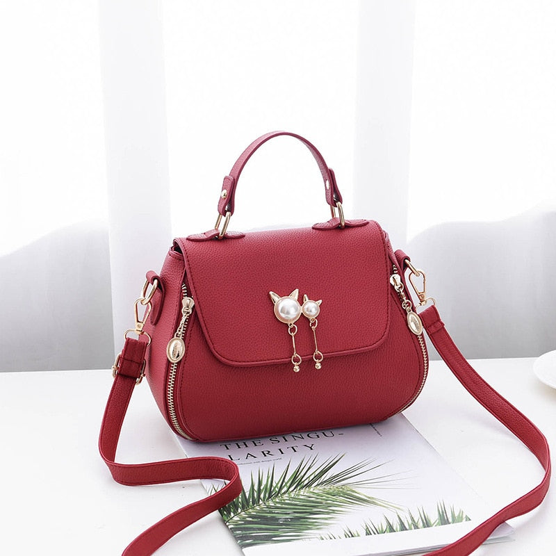 Luxurious Cat Handbag - Red - Cat Handbag