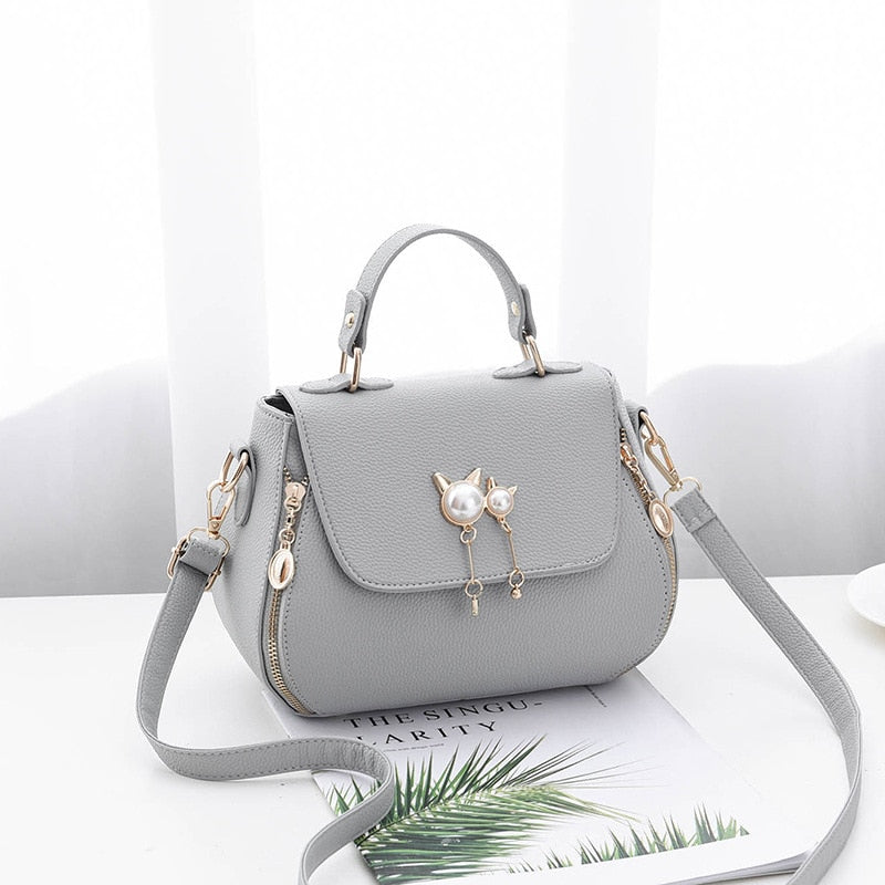 Luxurious Cat Handbag - Grey - Cat Handbag