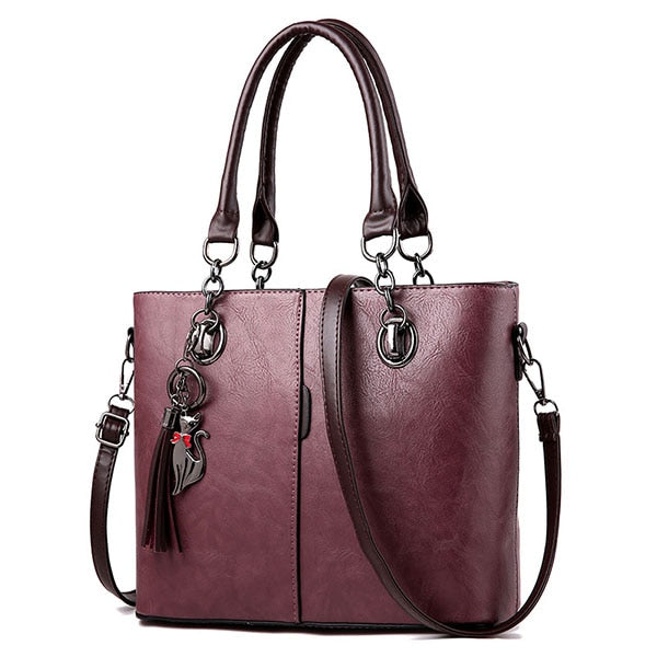 Luxury Cat Handbag - Dark Purple Bag / 31 x 13 x 24cm - Cat