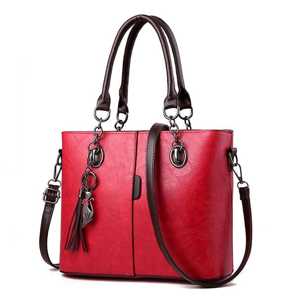 Luxury Cat Handbag - Winered Tassel Bag / 31 x 13 x 24cm -